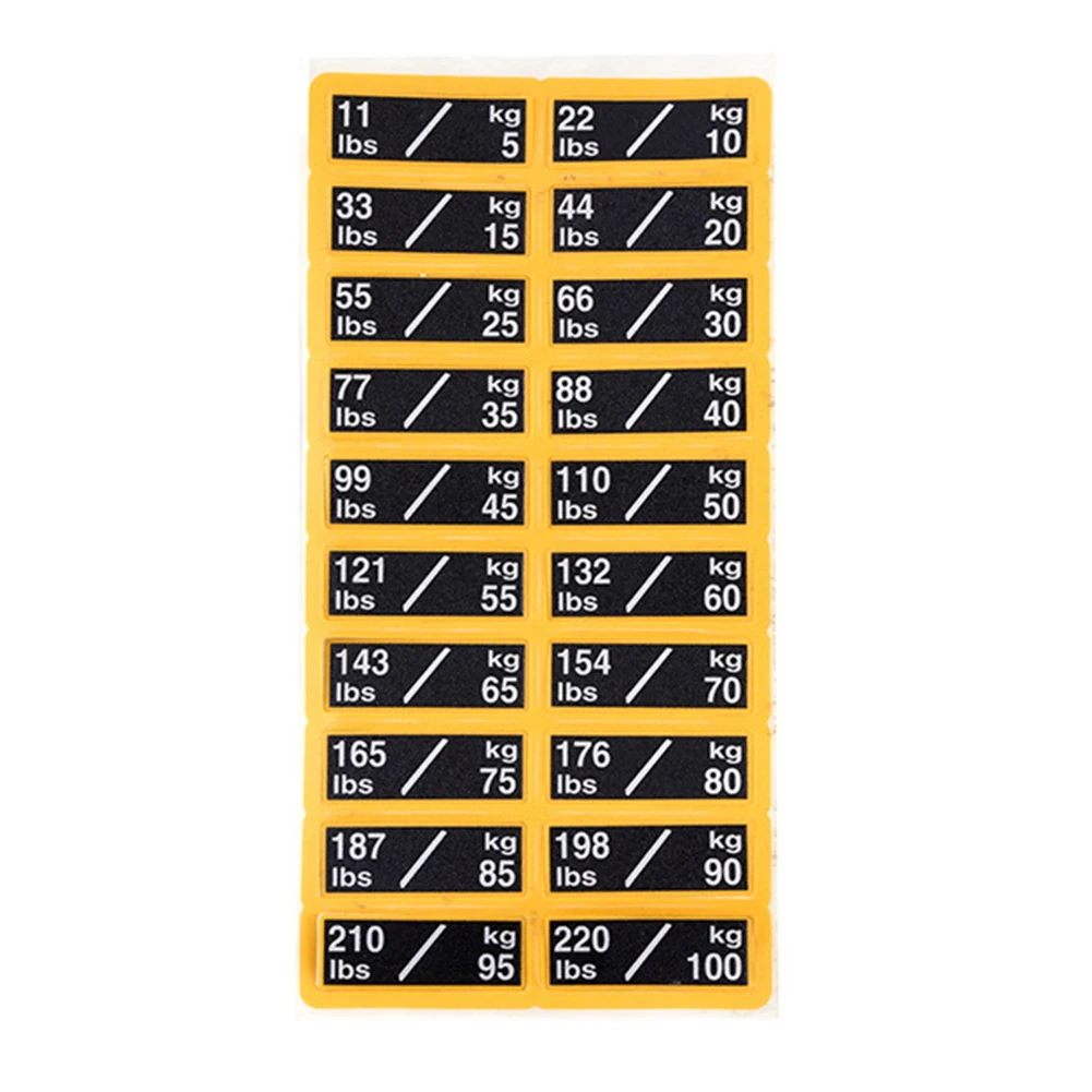 Gym Weight Stickers Smooth PP Material Labels for Efficient Weight Marking on Fitness Equipment 10LB to 100LB