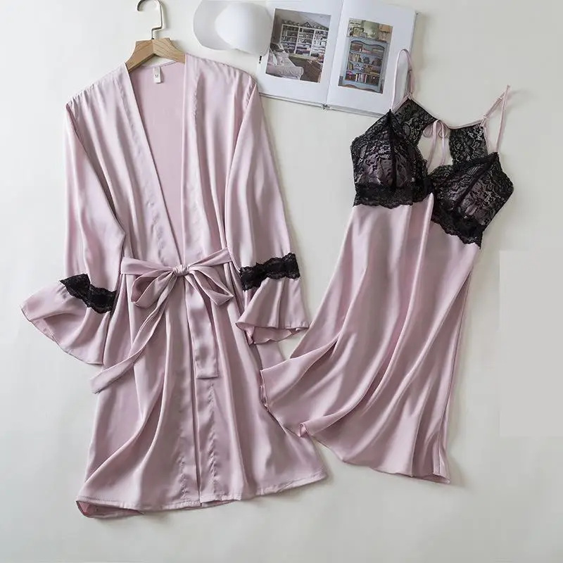 Conjunto-de-Albornoz-de-2-piezas-para-mujer-ropa-de-dormir-de-encaje ...