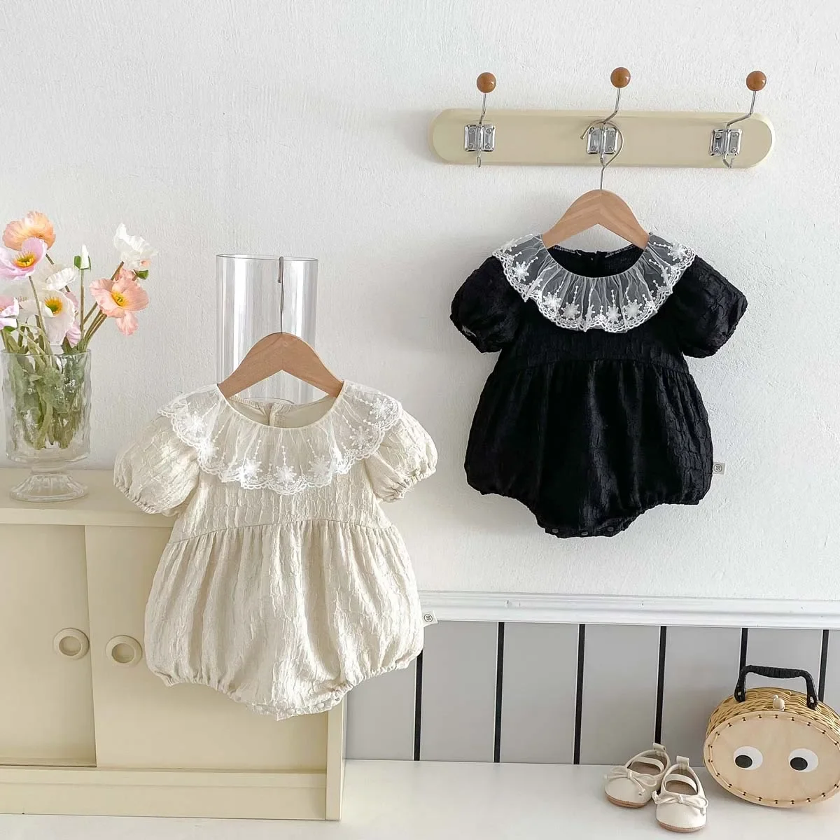 Baby Clothes Korean Style Baby Romper Short Sleeve Doll Collar