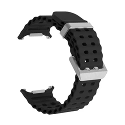 Silicone Marine Sports Watchband Bracelet for Galaxy Ultra 47mm (Silver-black)