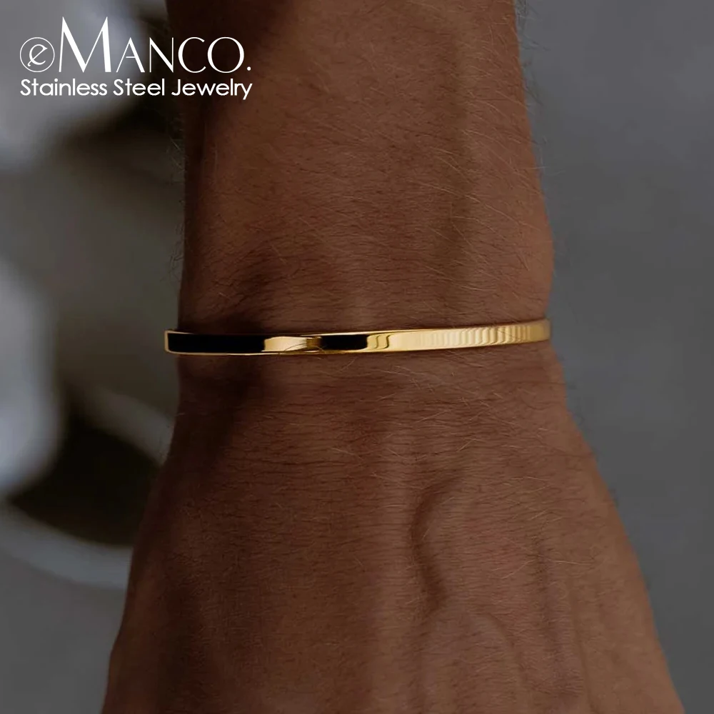 Men's Light Luxury Premium Feeling Minimalist Skeleton Bracelet Stainless Steel Minimalist Unisize Cuff Factory Outlet bangle bracelet stainless steel bracelet