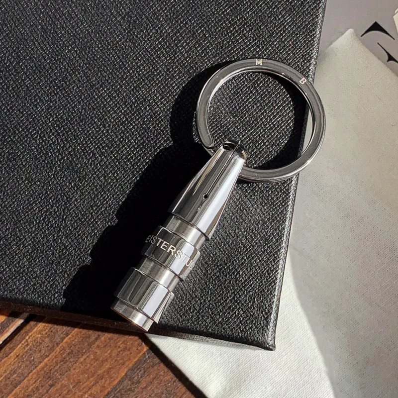 PJS Luxury MB Pure Silver Smooth Paint Car Key Chain 316 Stainless Steel Cylindrical And Ring Classic Keychain With Box Set