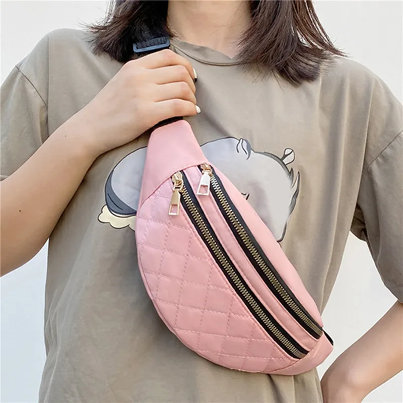 Waist Bag Chest Bag Women's Waist Bag Chest Bag PU Leather Waterproof Fanny Pack Messenger Shoulder Bags Multifunction Plaid