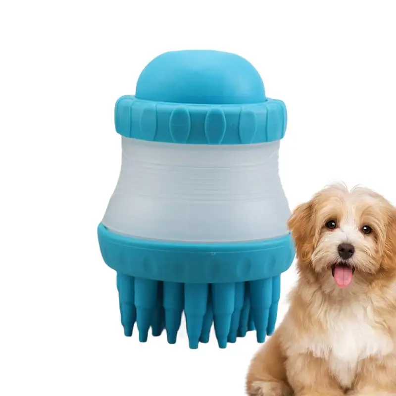

Dog Brush Pet Shampoo Massager Bath Brush Soft Silicone Puppy Washing Massage Dispenser Grooming Shower Brush pets accessories