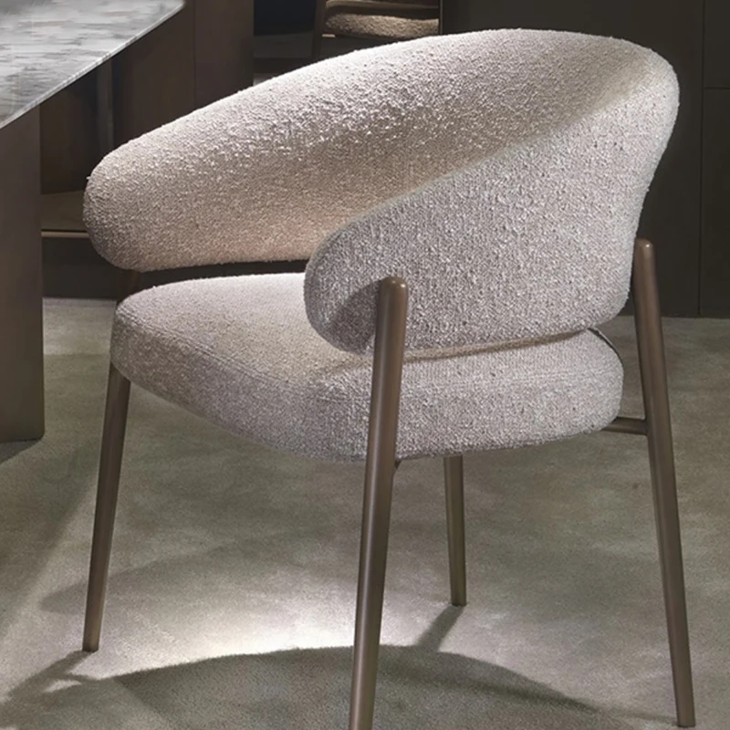 

Italian Luxury Modern Simple Dining Chair Lamb Velvet Designer Back Coffee Chair Leisure Makeup Chaise Home Furniture WKDC