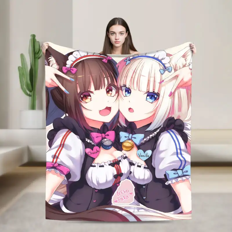 Shigure Minaduki and Fraise Nekopara Anime Blanket  Flannel Funny Soft Throw Blankets for Bed Sofa Autumn/Winter - Image 12