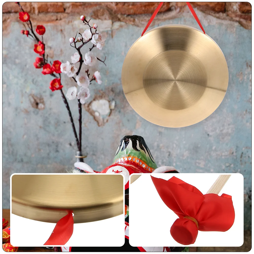 Handmade Copper Gong Small Percussion Instrument Toy Music Playset Kids Hearing Training Chinese Opera Gongs Hand Gongs