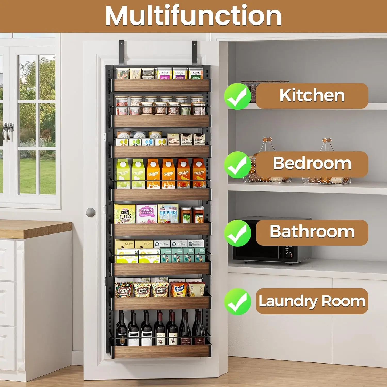black over the door spice rack with adjustable height