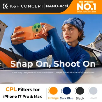 K&F CONCEPT Filtro CPL a Scatto per iPhone 17 Pro Max/17 Pro, Filtro Polarizzatore Ultra-Leggero da 9,5g con Vetro AGC e Rivestimento a 28 Strati