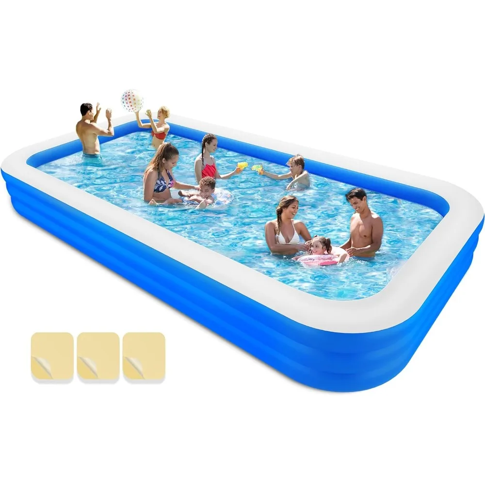 Inflatable Swimming Pool, 145" X 74" X 22" Extra Larger Thickened Blow-Up Pool for Adults, Family, Family Swimming Pool for