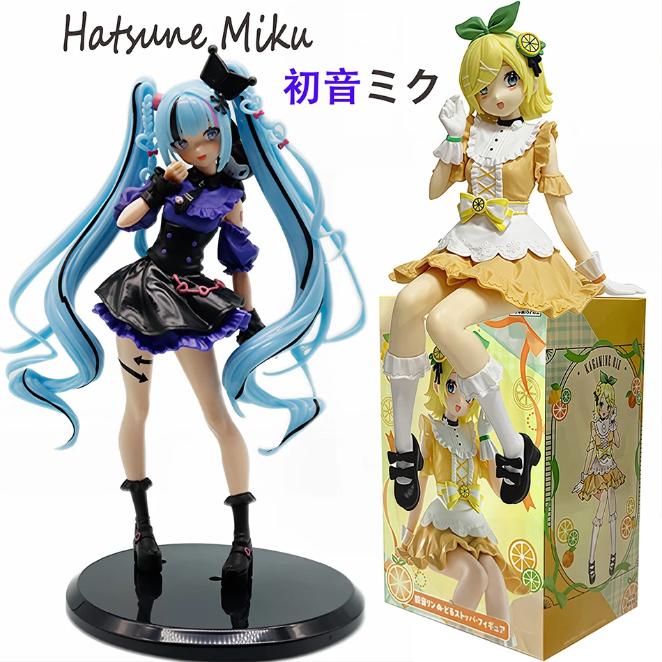 Anime Kagamine Rin & Kuromi Hatsune Miku Actionfigur Modell Spielzeug Niedliche Actionfigur PVC Sammlerstück Desktop-Accessoires Geschenkspielzeug