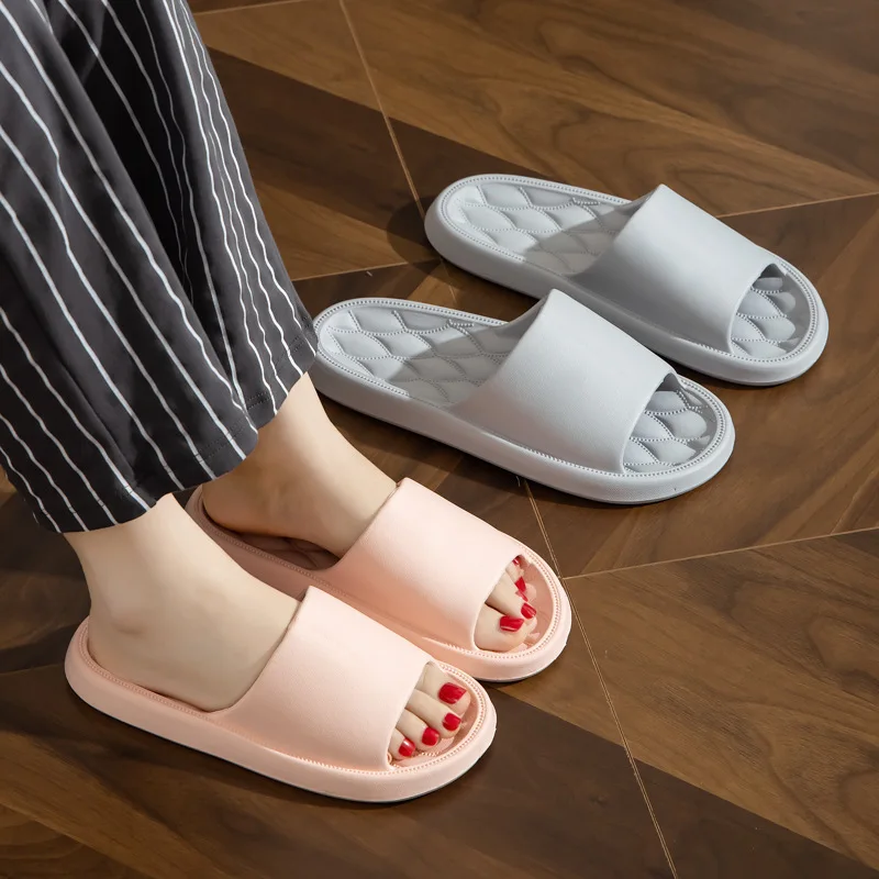 36-45 Summer Home Slippers Men Women Solid Slides Indoor Mute Non-Slip Bathing Flip Flops Sandals Soft Sole Shoes