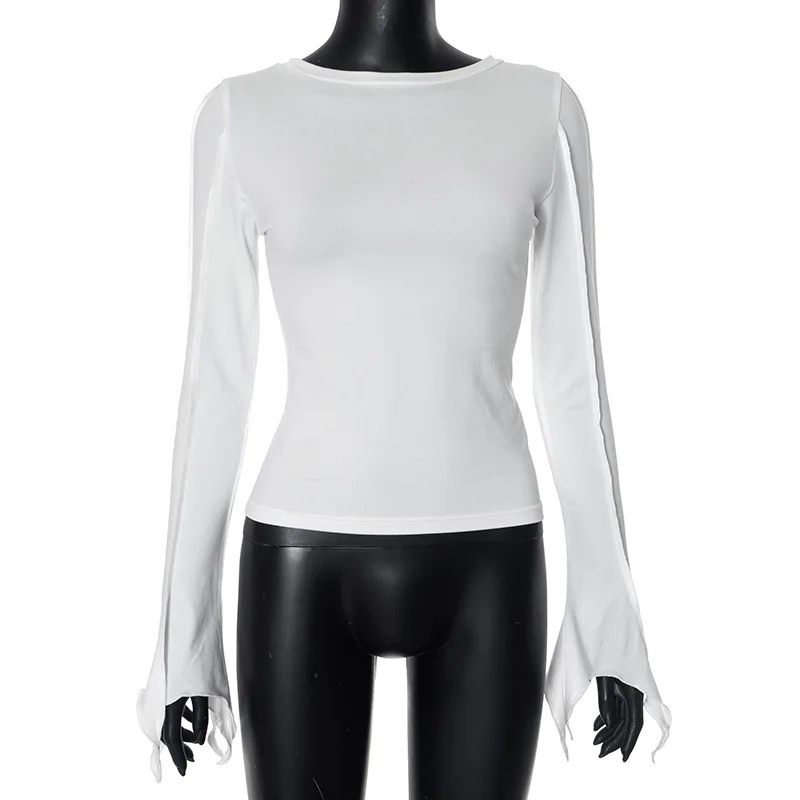 Camiseta interior de retazos de moda para mujer, top de cintura alta, liso, ajustado, informal, irregular, fruncido, ropa de calle para mujer, camiseta para viajar al trabajo