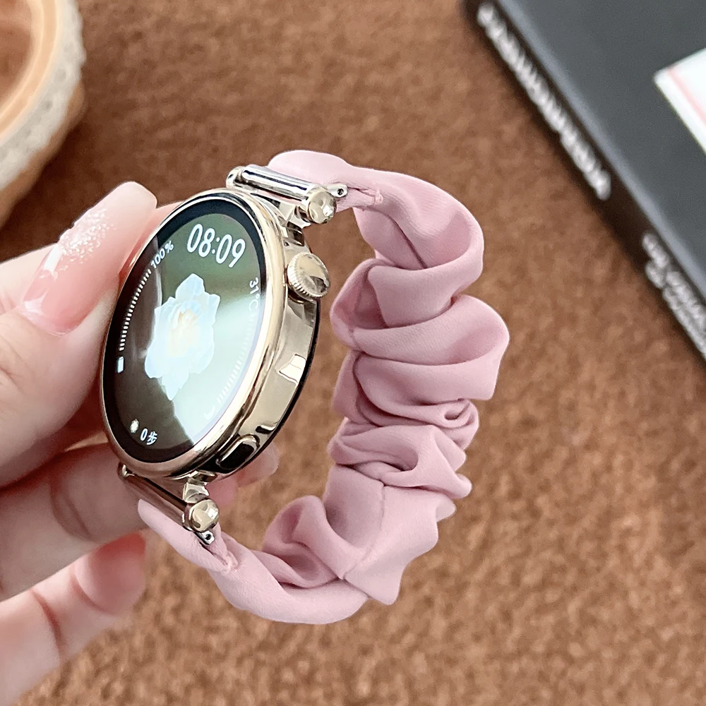 Women's Stretchy Scrunchie Bracelet Watch Band, 20mm Strap