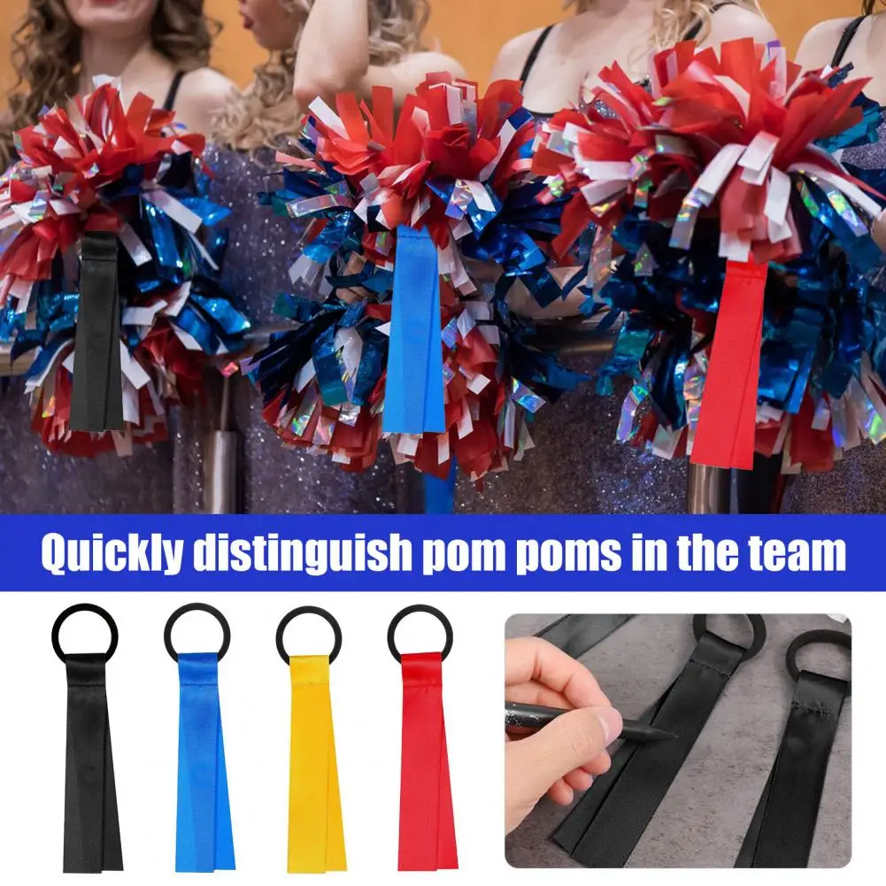 48 Pcs Cheerleader Pom Poms Name Tags Cheerleading Ribbon Labels Cheer Pom Tags for Backpack Keychains Travel Suitcases