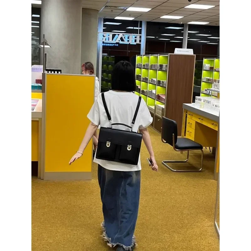 Xgoth Ins Women's Backpack Large Capacity Premium College Style Messenger Bag Korean Style Black Bags Preppy Fashion Accesories 3