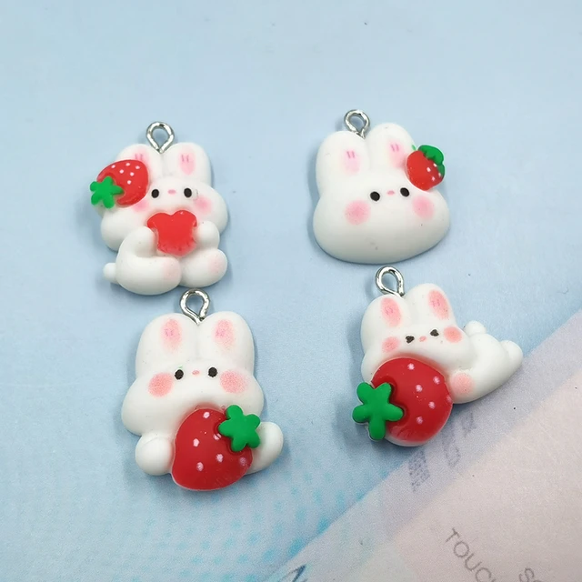 10pcs Red Pink 3D Cherry Cute Charms Pendant Jewelry Making DIY Necklace  Earrings Simulated Fruit Resin