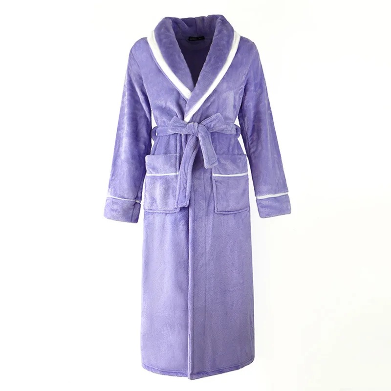 Autumn Winter Couple Flannel Nightwear Winter Thicken Warm Soft Robe Gown Sleepwear Women Men Coral Kimono Bathrobe Gown