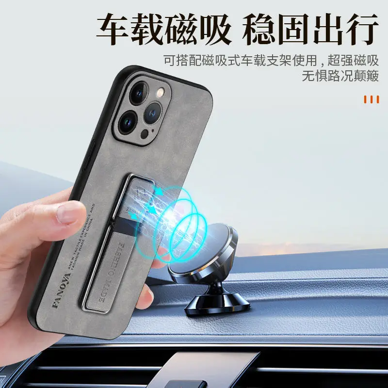 Luxury Leather Stand Magnet Back Cover - Simple Shockproof Bumper Case