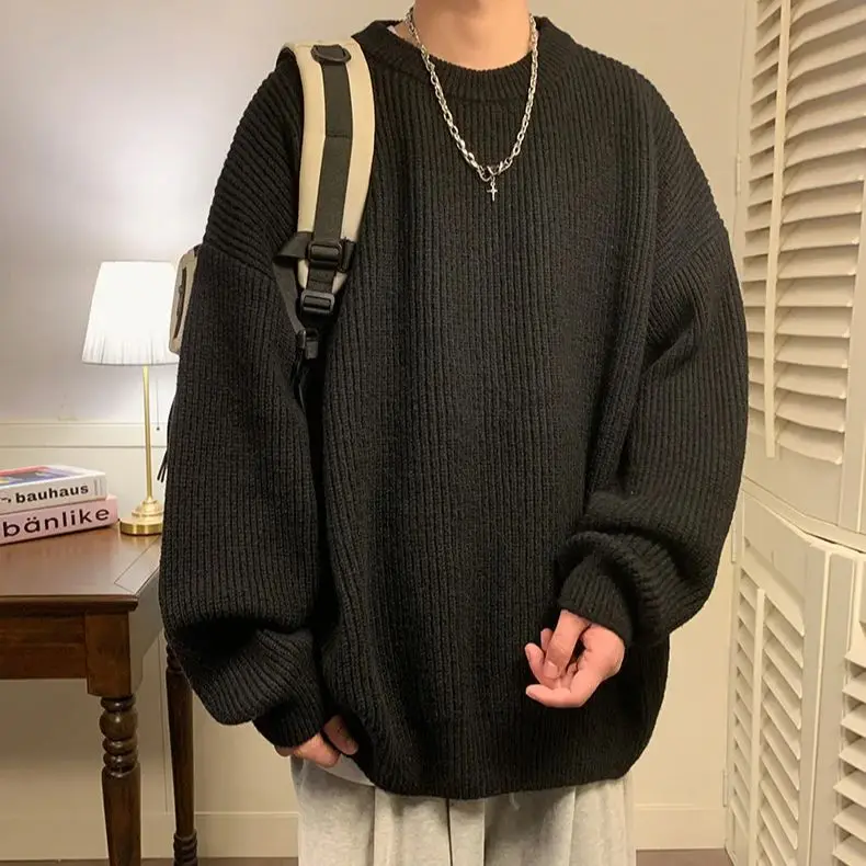 Round Collar Pullover Sweater Solid Colour Basic Men Women Autumn Winter Parsimonious Simple Couple Knit Sweater Warm Soft 5
