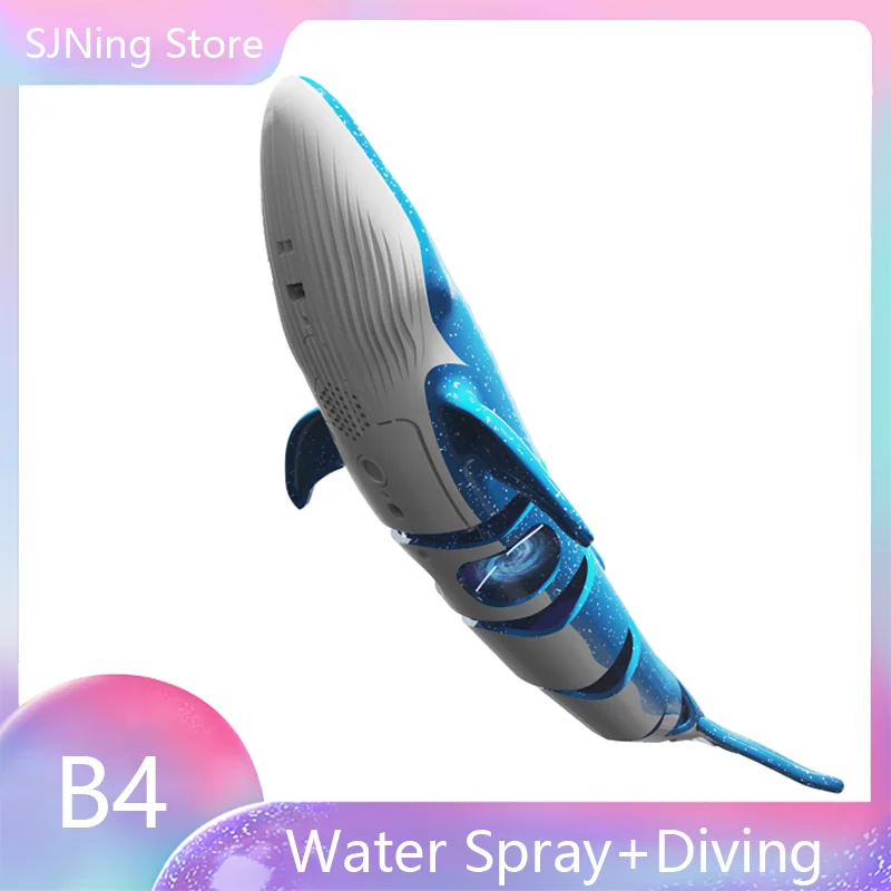 2.4Ghz Mini RC Electric Whale Water Spray And Diving Dual Motor Remote Control Animals Blue Gray Funny Toys Gifts Girls Boys 6