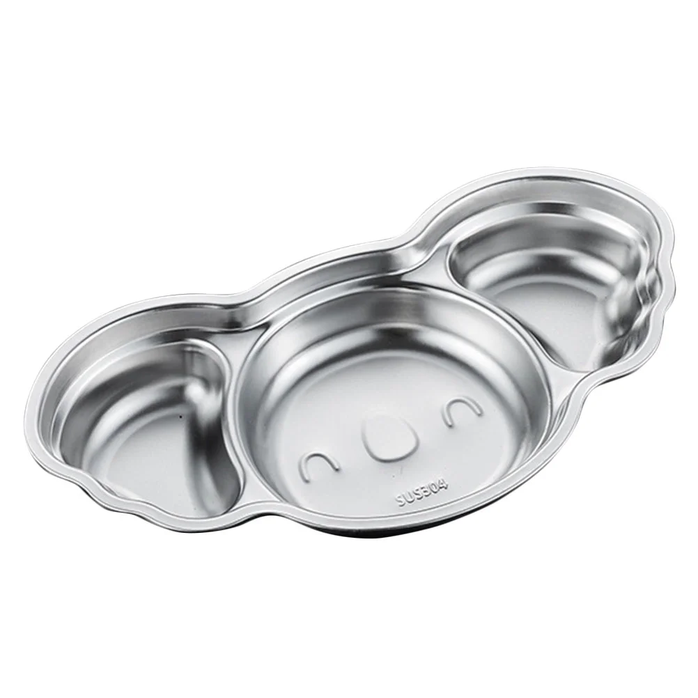 Cartoon Divided Plate Stainless Steel Food Trays for Kids Multiple Compartments Easy Portioning Baby Toddler Mealtime