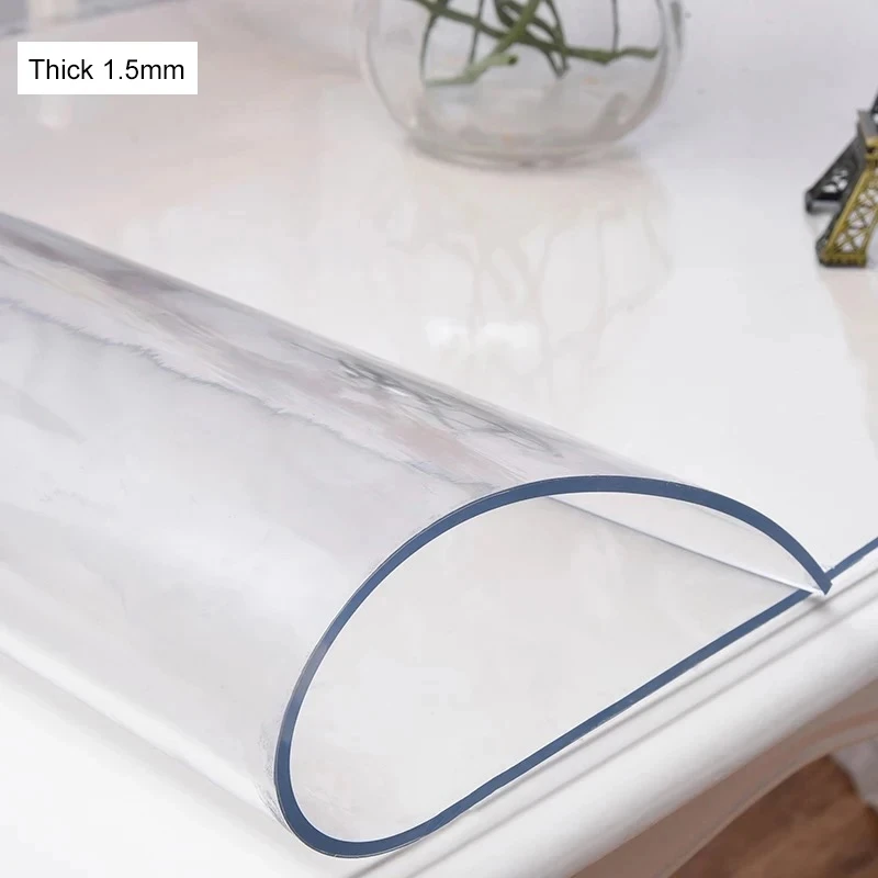 2.0mm PVC Transparente Toalha De Mesa Retângulo Impermeável Cobertura De Mesa Oilproof Toalhas De Mesa Pano De Vidro Macio Cozinha Decoração
