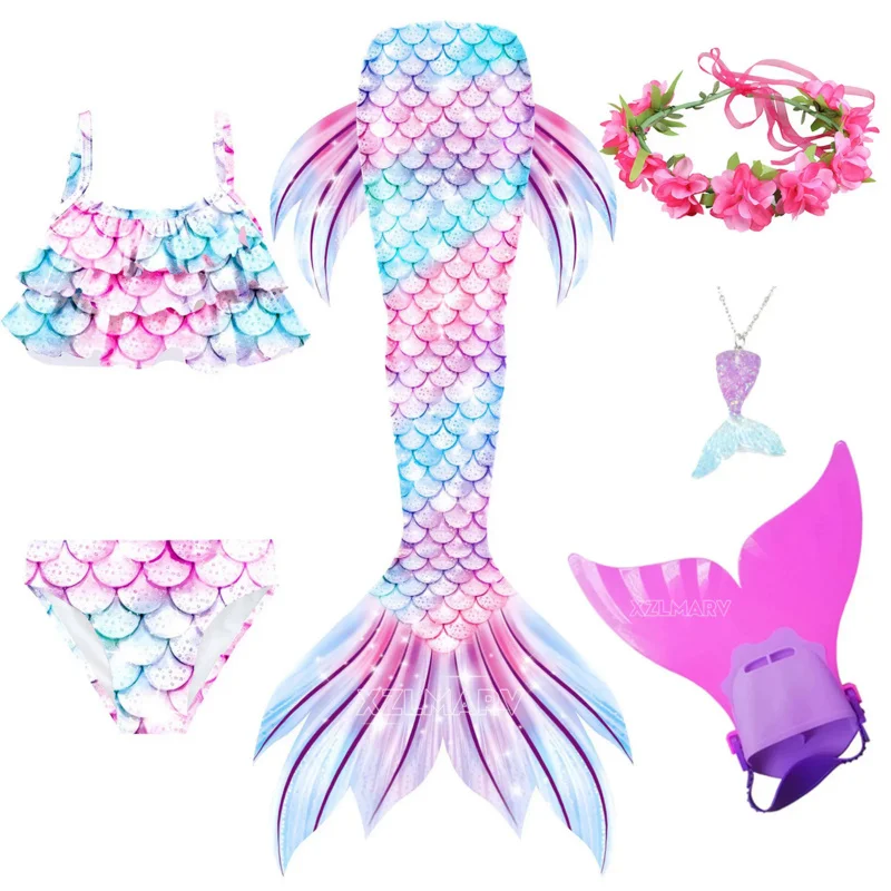 

Kids Girls Swimming Mermaid Tail Cosplay Children Halloween Party Gift Swimsuit Monofin Fin Ariel Mermaid Swimsuit for Swimming