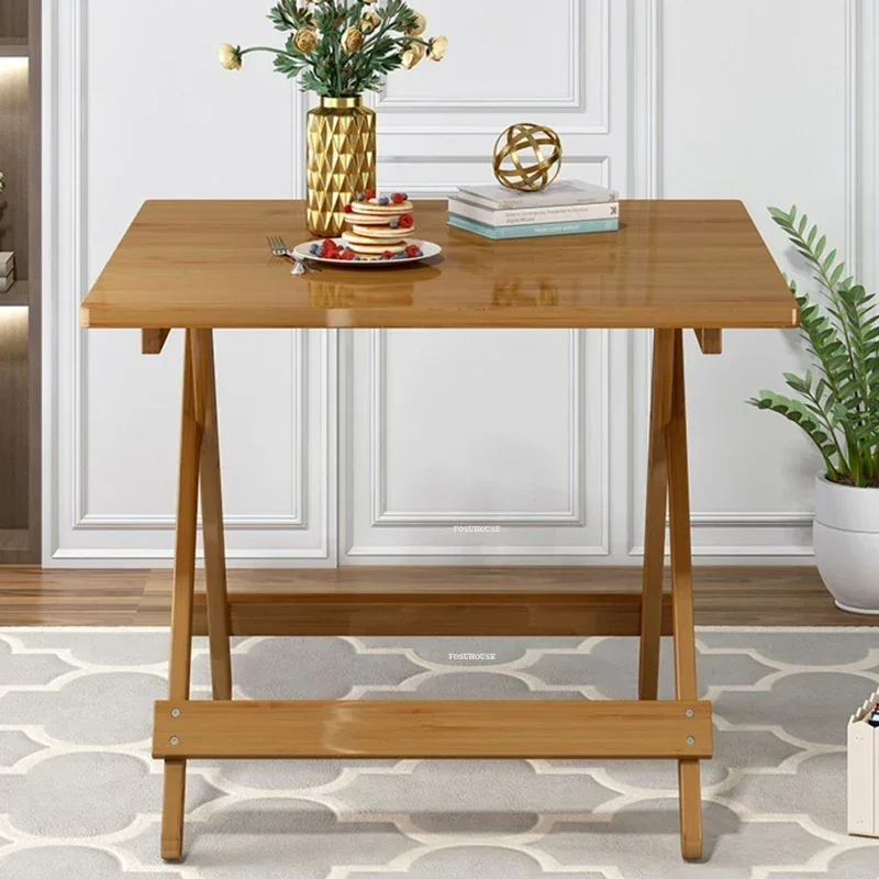 Modern Bamboo Dining Tables Small Apartment Furniture Portable Folding Table Simple Creative Personality Household Square Tables