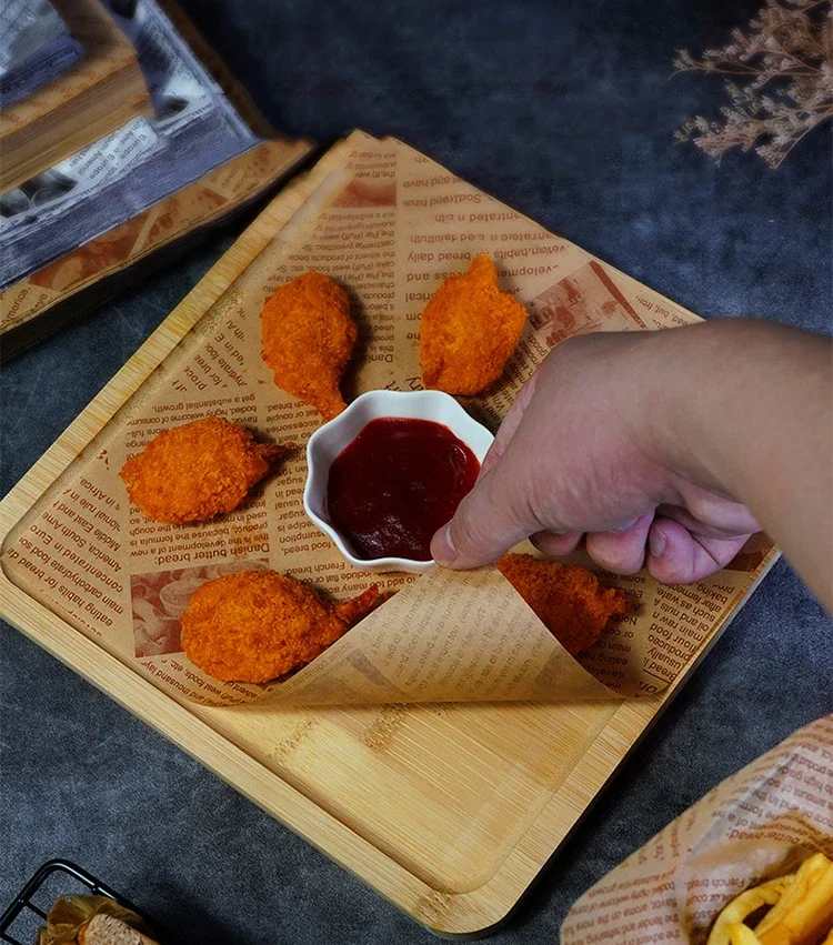 50PCS Greaseproof Wax Food Wrapping Paper 20x30cm for Burgers, Sandwiches, French Fries... - SKU GWFW1509 - UGI Packaging