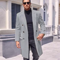 Men's Long Coat Wool Blend Double Breasted Jacket Casual Lapel With Lining Street Outer Warm Men's Clothing EU SIZE M-XXL