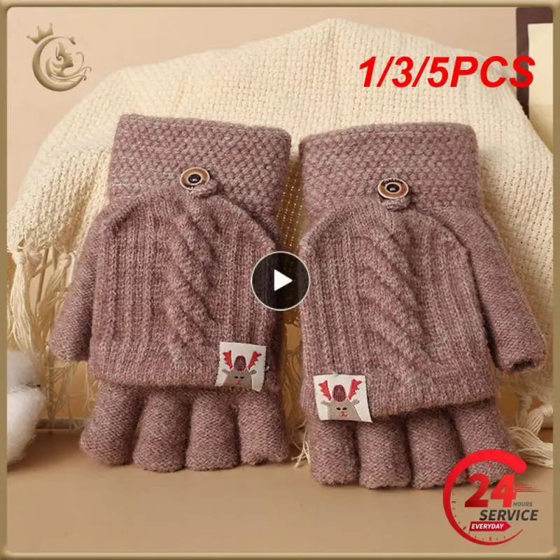 

1/3/5PCS Knitted Thick Thermal Half Finger Gloves Women Men Winter Outdoor Warm Driving Cycling Hunting Hiking Glove Touchscreen