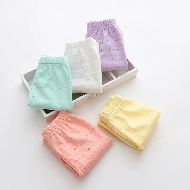 Girls Pants Kids Pants Girls Trousers Summer 2-10 Years Kids Child Cotton Soild Color Hollow Out Calf Length Short Capri Girls Leggings