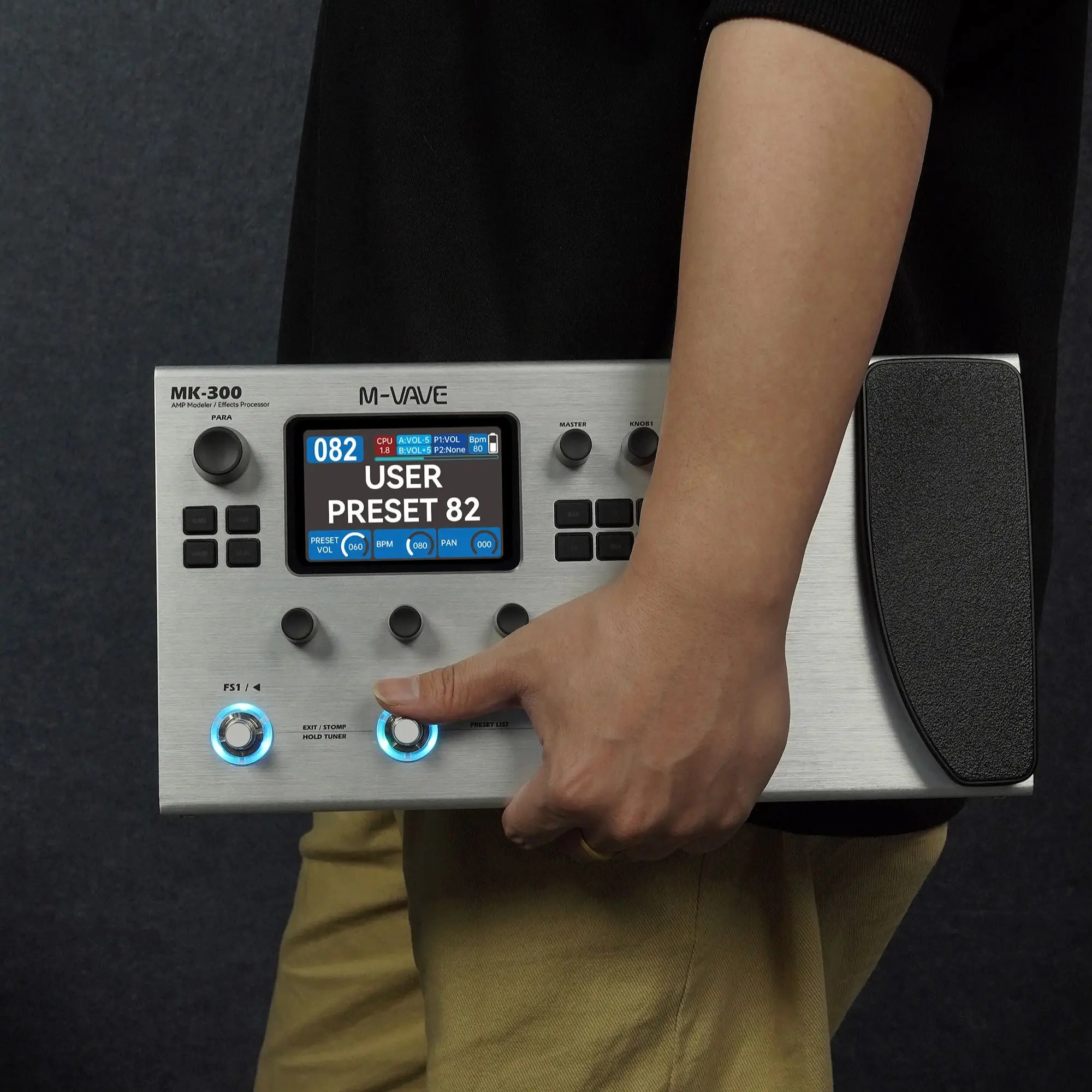 MK-300 M-VAVE マルチエフェクト 充電式 3.5インチ高品質LCDスクリーン