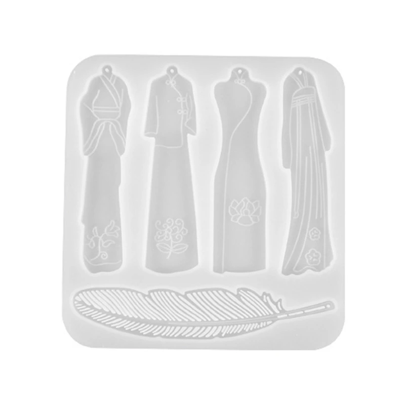 

Форма для Cheongsam из силиконовой смолы, форма для литья из эпоксидной смолы с перьями для рукоделия, автомобильный кулон,