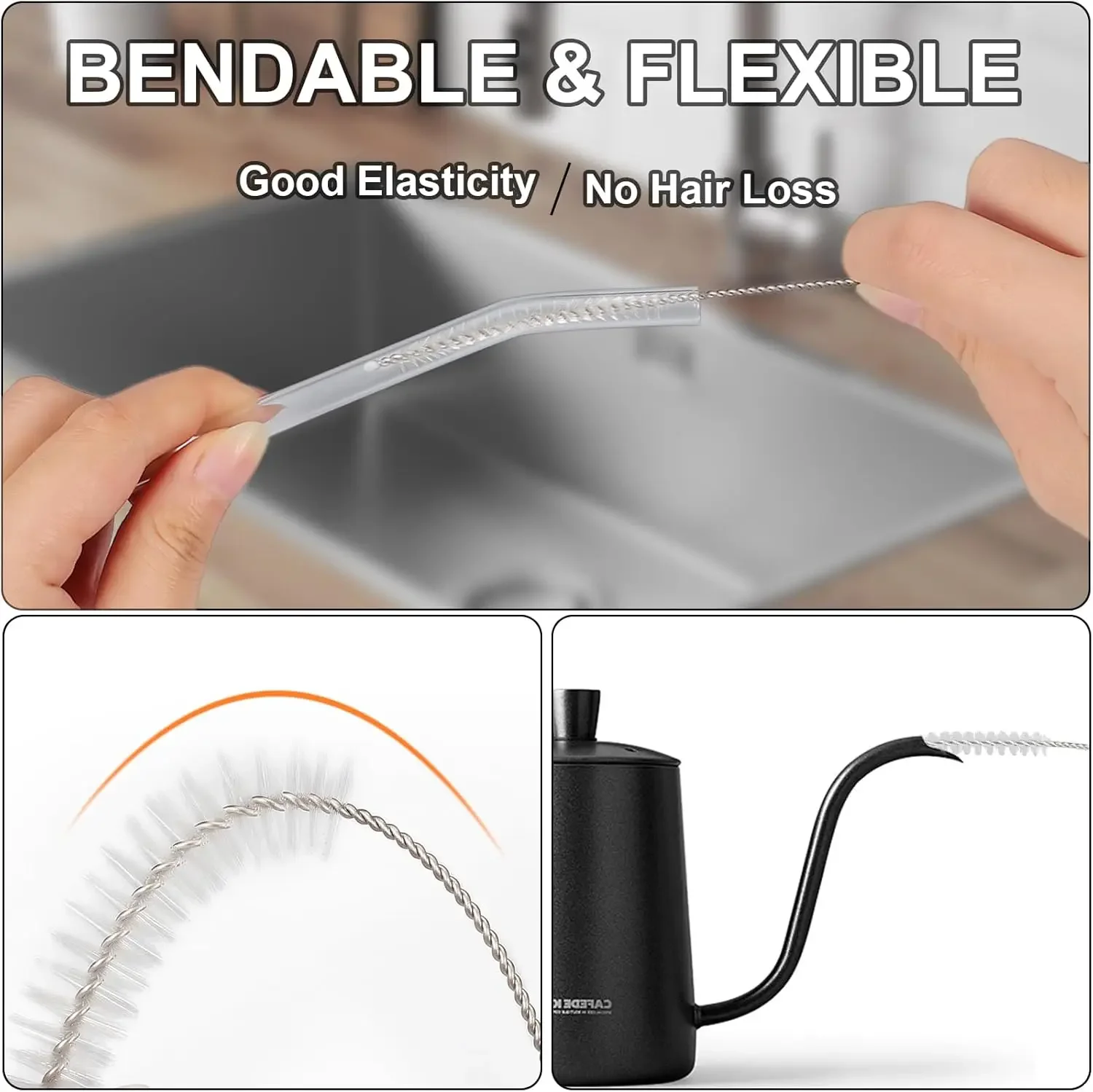 Lange Stroh-Bürsten-Set Nylon Langstiel-Rohrreiniger Mehrzweck-Becher-Flaschen-Riss-Reinigungsbürsten-Kit Haushalt Reinigungswerkzeuge – Detail 4