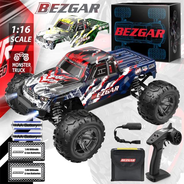 BEZGAR HM161 Hobby RC Car Truck 1:16 All-Terrain 40Km/h Off-Road 4WD Remote Control Monster Crawler with Battery for Kids Adults 1