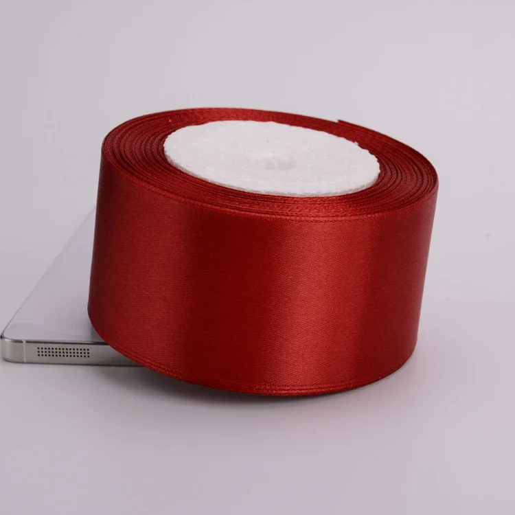 Elegant Burgundy Satin Ribbon - 25 Yards, 6mm-75mm Widths, Perfect for DIY Crafts, Gift Wrapping, and Party Decorations