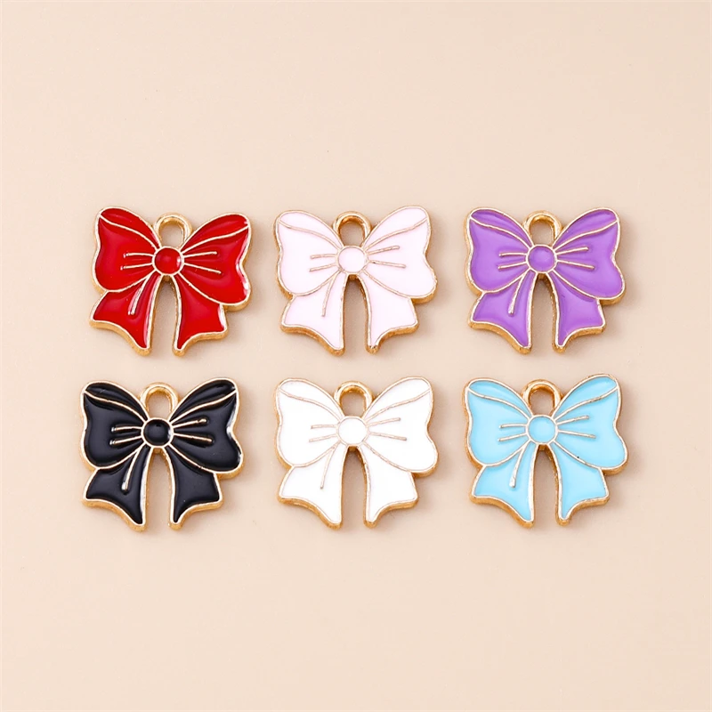 Duarte 20 Teile/los Nette Bunte Emaille Bowknot Charms Anhänger für Schmuck Machen Ohrringe Halsketten Armbänder DIY Handwerk Liefert – Detail 2