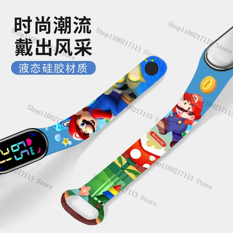 Super Mario kids Watches Anime figure cute Luigi Luminous Bracelet Watch LED Touch Waterproof Sports boys girls toys watch gifts 6