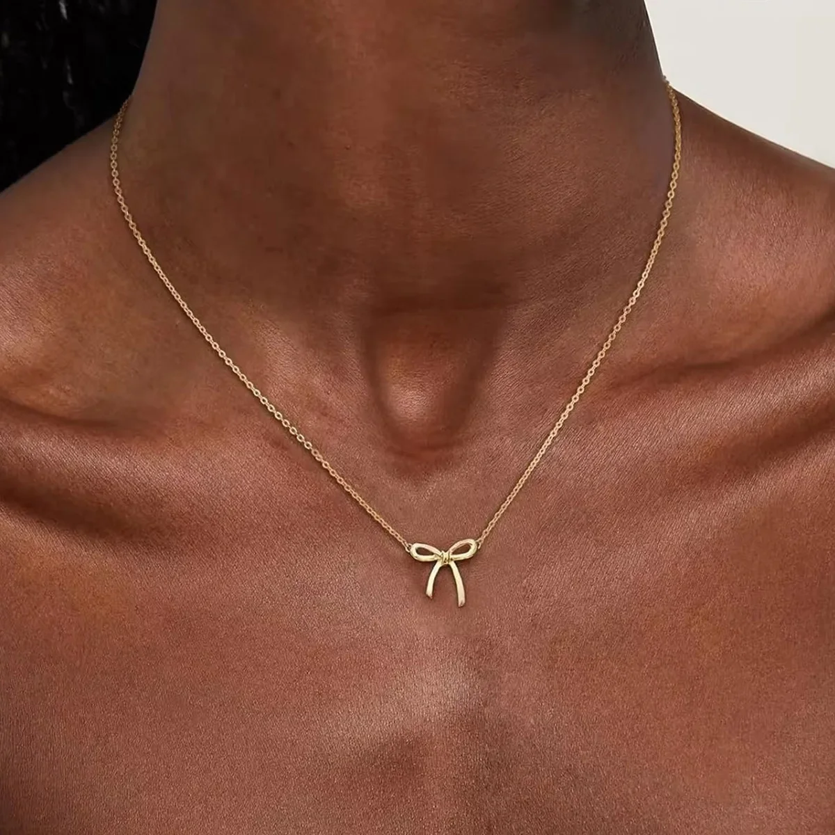Stainless Steel Bowknot Lucky Necklace For Women