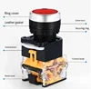 One Piece Push Switch Sensor Emergency Stop Switch Button LA38/203 209B Caliber 22MM Automatic Locking Automatic Reset Industry 6