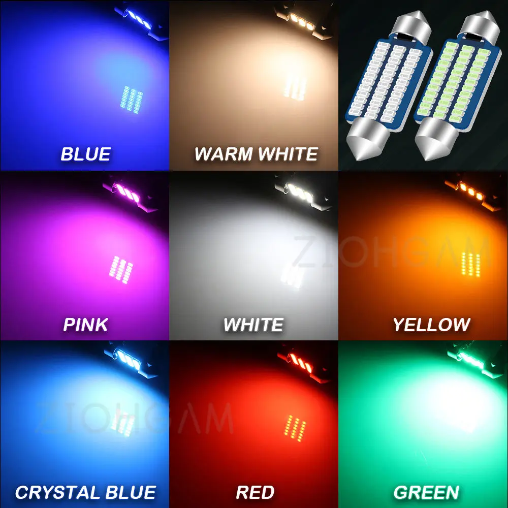 ZIOHGAM Ʈ ڵ ׸ LED   Ʈ,  , T10, C5W, 12V, 24V, 佺 BA9S, C10W, 31mm, 28mm, 31mm, 41mm, 36mm, 39mm, 2 