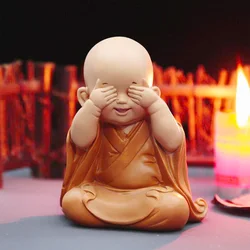 Charming Little Monk Resin Figurine - Whimsical Home and Office Decor (A)
