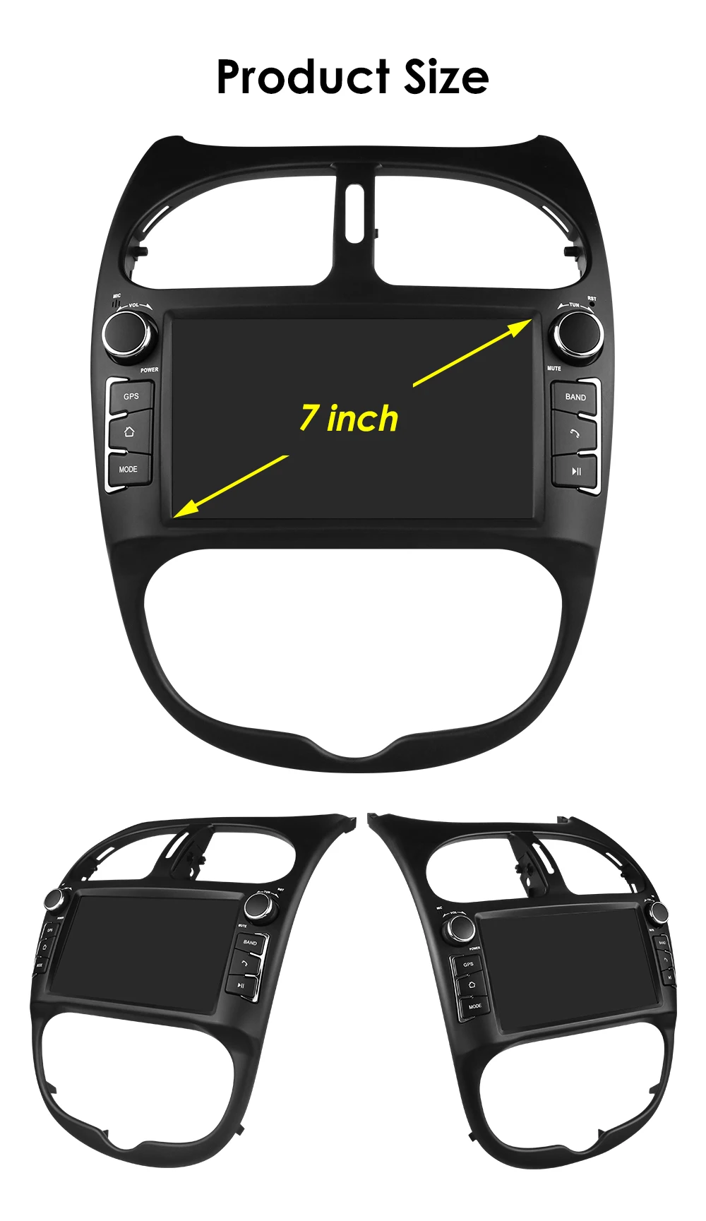 Hizpo 7 pulgadas 2Din Android Radio de coche para Peugeot 206 206CC 206SW 2000-2008 reproductor Multimedia navegación GPS Carplay 4G DSP RDS BT 6