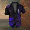 Retro Horror Skull Men's Short Sleeve Shirt Summer Fashion Skull Print Street Casual Trendy Men's Shirt Oversized Top SIZE S-5XL 2