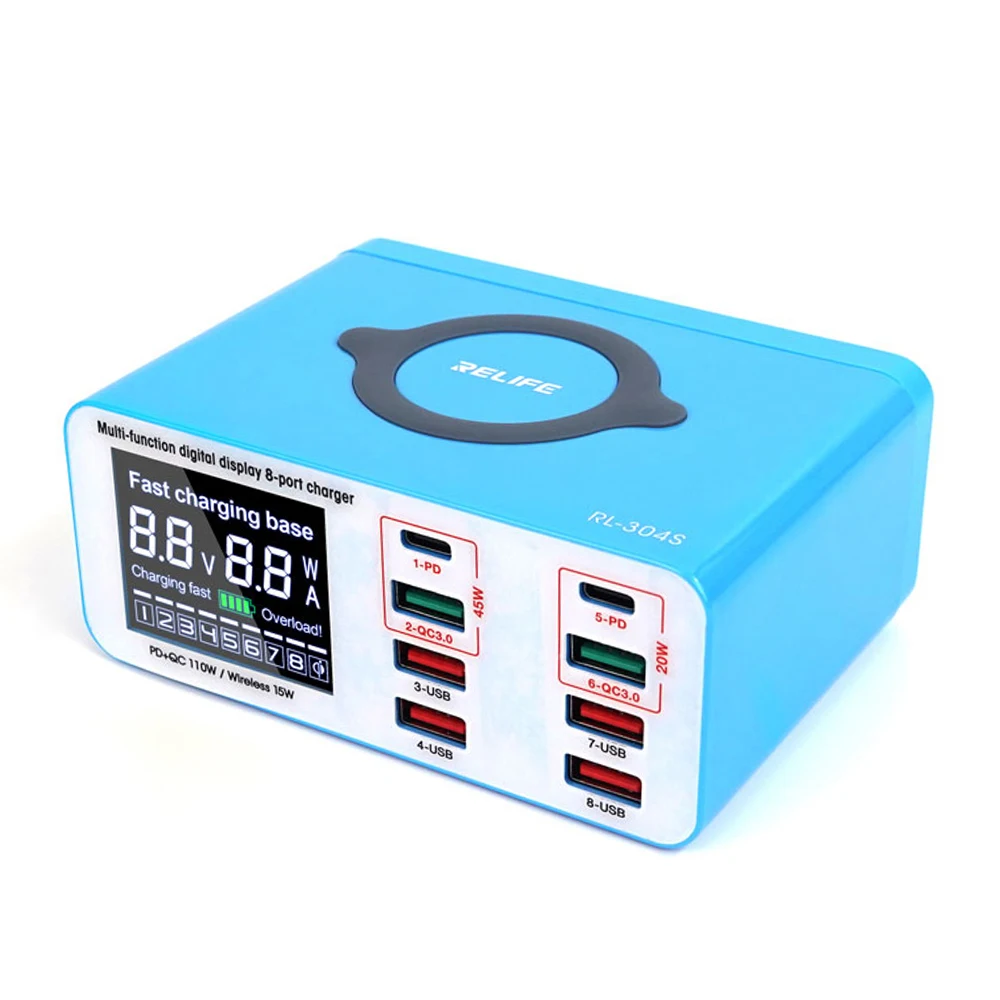 

Мощное быстрое зарядное устройство с ЖК-дисплеем, многопортовым USB-портом, компактное интеллектуальное беспроводное быстрое зарядное устройство USB PD