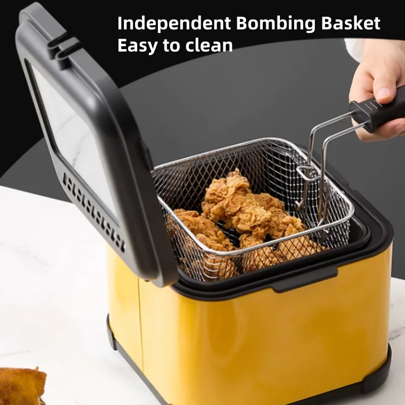 220V Multifunctional 1.5L Electric Deep Fryer with Filter Net for Frying French Fries At Home, with Temperature Control