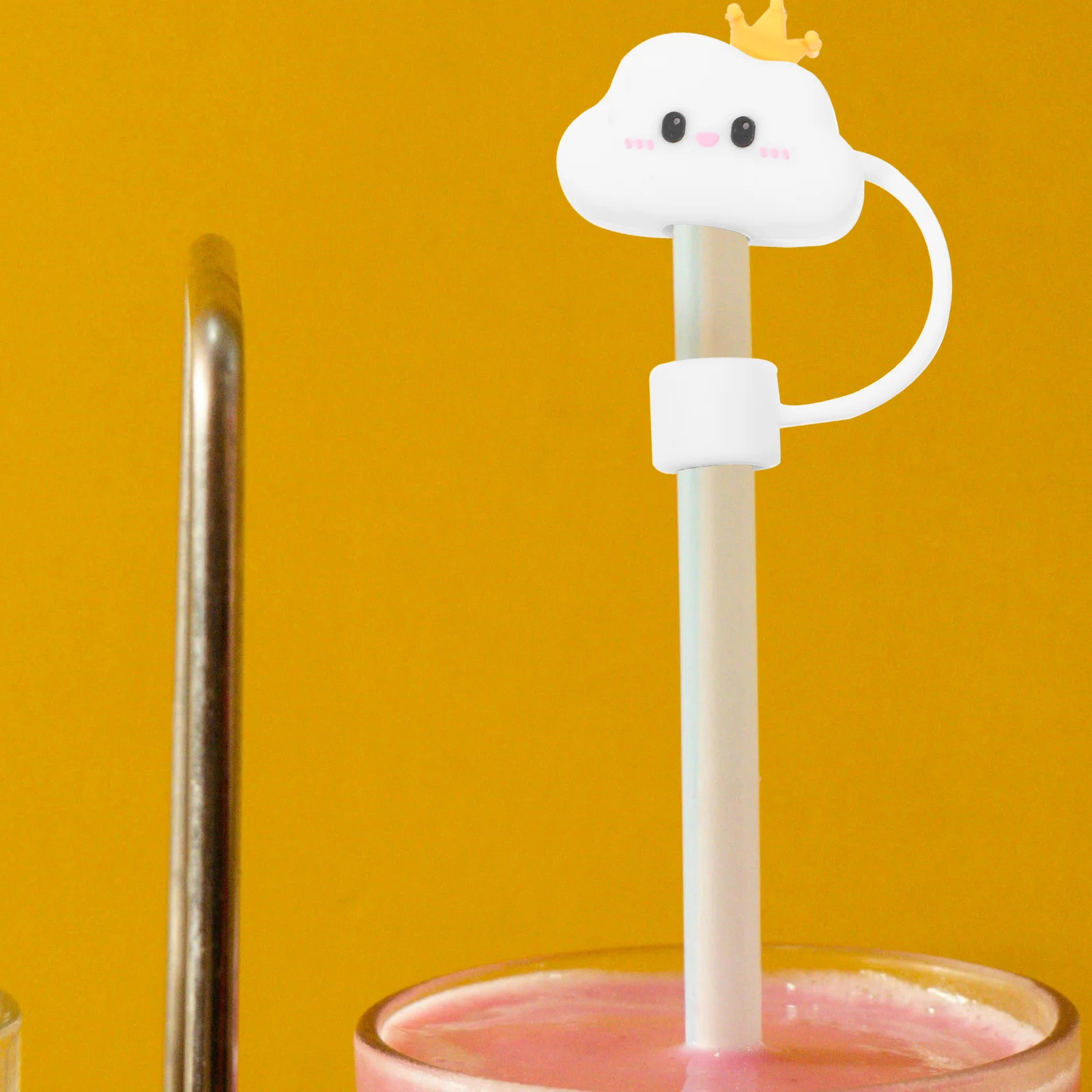 4Pcs Crown Cloud Straw Cap Silicone Tips Hat Lid Toppers Cute Straw Cover For Tumbler Cup Accessories Reusable Food Grade