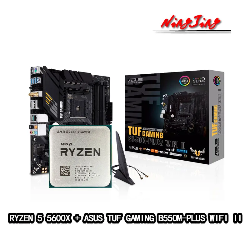 AMD Ryzen 5 5600X R5 5600X CPU + ASUS TUF GAMING B550M PLUS WIFI II Motherboard Suit Socket AM4